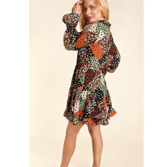 Floral Patchwork Long Sleeve Dress - Picture 2 of 5